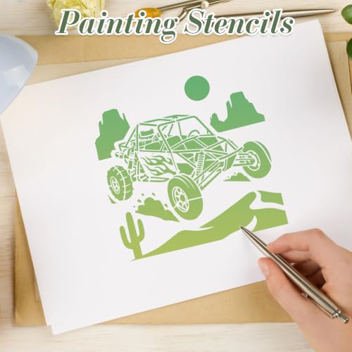 Car Stencils for Crafts Reusable 20Pcs Stencils(5.9X5.9 Inch) | DIY Art Painting Stencil Furniture Decor Kit for Wood Embroidery Wall Silk Screen Journaling - color: Car