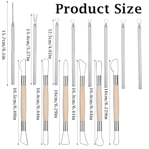 Pottery Ribbon Sculpting Tools Kit 14 PCS Clay Carving Tools | with Feather Wire Texture, and Needle Detail Tool, Aluminum, Pottery Carving Tool, Ceramic Wire Loop Sculpture Set
