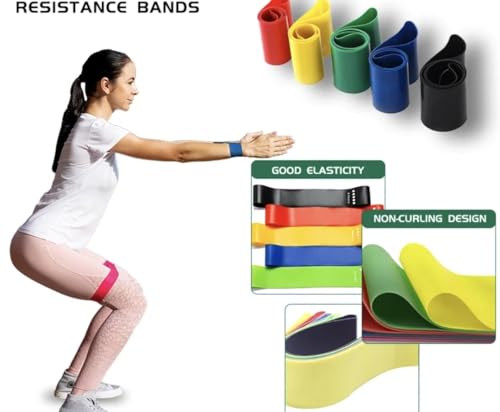 Resistance Loop Exercise Bands with Instruction Guide and Carry Bag, Set of 5