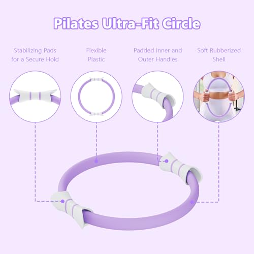 14" Pilates Ring - Magic Circle for Inner Thigh, Arm & Core Toning | Anti-Bend Foam Handles | Home Fitness Gear for Women