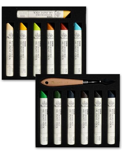 PHOENIX Earth Tone Oil Paint Stick - Set of 12 Landscape Woodland Colors 37ml Large Soft Water Soluable Oil Pastels for Artists - color: 12 Earth Tones