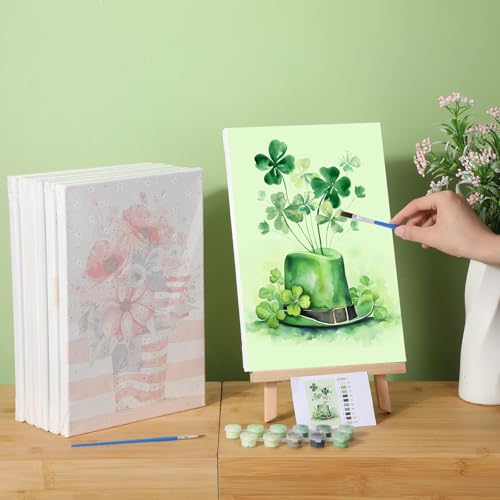 Nezyo 12 Sets Paint by Numbers 8 x 12 Inch for Adults Beginner with Wooden Frames Canvas DIY Acrylic Painting Kit Art Gift for Painting Party Sip and Paint Events for Home Decor(Festival) - style: Festival