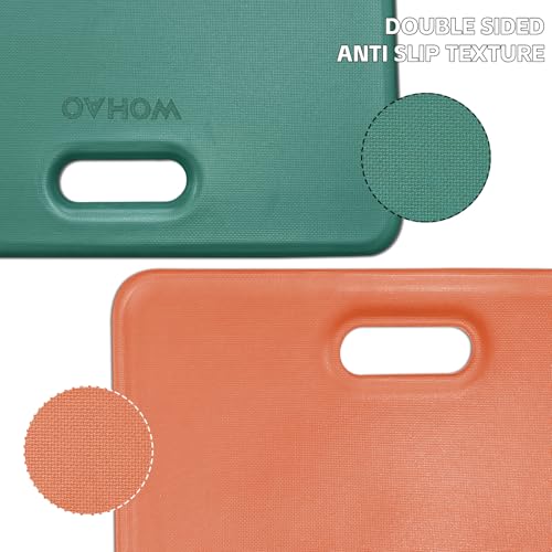 Yoga Knee Pad- Foldable Non-Slip POE Cushion - color: Peacock Green + Cheese Orange