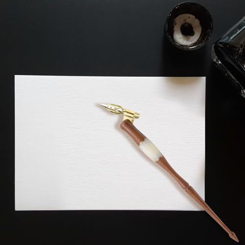 Wood Calligraphy Oblique Dip Pen Holder Set | Removable Nib Pen Handle with 5 Nibs for English Calligraphy Drawing Comic, Brown - color: Brown