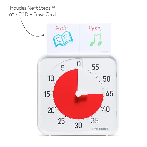 Time Timer Original 8" Visual Countdown Timer – Medium 60-Minute Classroom Visual Timer for Modern classrooms, Students & Adults – Helps with Focus, Sensory Needs, ADHD, Autism – (Red & White) - color: Red & White, size: 8 Inch