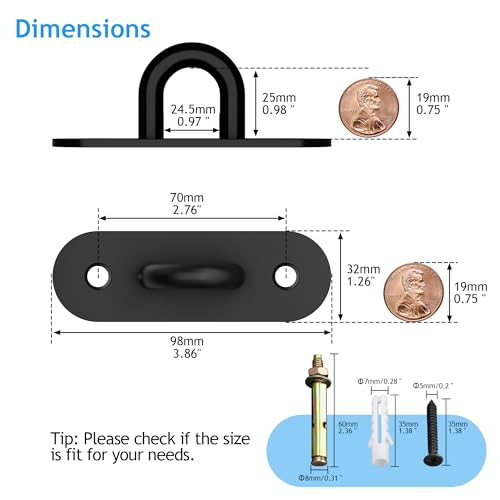 SAYAYO 9 PCS Pad Eye Plate Hooks, U Ceiling Hook for Wall Hanging Plants