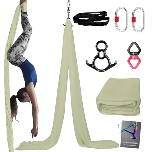 PRIOR FITNESS Aerial Silks Kit, SGS&CE Certified, 9/15/20Yards - color: Budgreen, size: L(20 Yards)