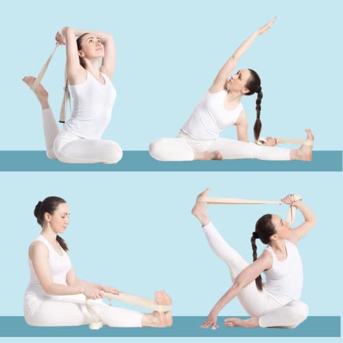 California Yoga Strap | Yoga Belt with Safe Adjustable D-Ring Buckle for Pilates | Stretching Strap | Exercise Bands | Physical Therapy | Improves Sitting Posture - color: Blue-10ft