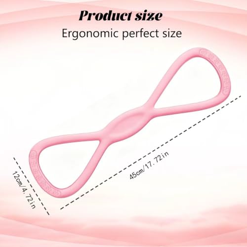 Silicone Figure 8 Resistance Band for Shoulder Back Stretch | 8-Shaped Resistance Band, Thickened Seamless Silicone, Portable Pilates Home Office Travel Use, For Men & Women, Pink