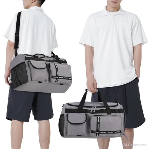 MAXTOP Large Gym Bag for Women Men Duffle Bag With Wet Dry Separation - color: Grey, style: Gym Bag