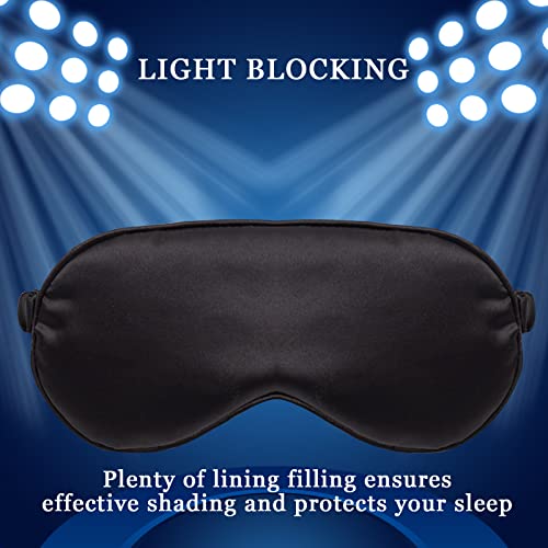 LERSVICVIL Sleep Masks 4 Pack Silky Eye Cover Soft Satin Blindfold Elastic Strap Night Eye Shade for Women Men - color: Black, Silver, Pink and Navy