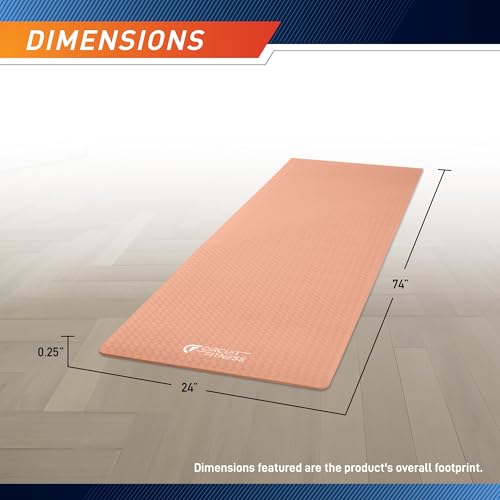 Circuit Fitness by Marcy Non-Slip Multi-Purpose Exercise Yoga Mats with Carrying Strap Multi-Thickness, Multi-Color Options - color: Sunset Orange, size: 1/4-inch