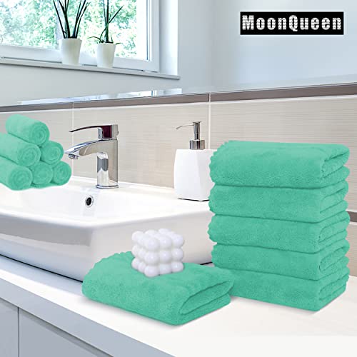 MOONQUEEN 18 Pack Premium Hand Towels - Quick Drying - Microfiber Coral Velvet Highly Absorbent Towels - Multipurpose Use as Hotel, Bathroom, Shower, Spa, Hand Towel 16 x 28 inches (Aqua Green) - color: Aqua Green, size: Hand Towels - 18 Pack