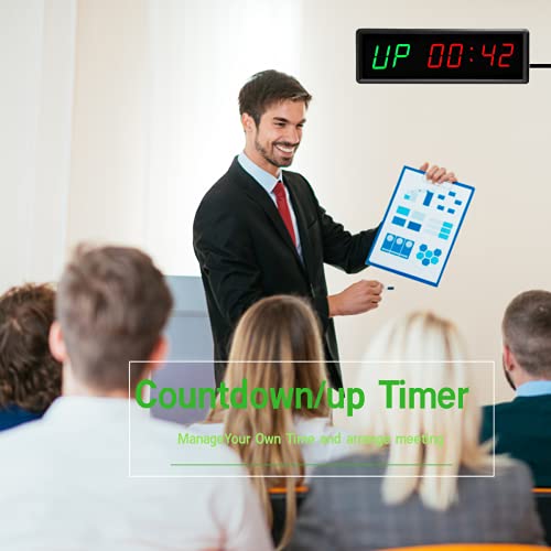 LED Interval Timer Count Down/Up Clock Stopwatch with Remote for Home Gym Fitness - color: Green+red