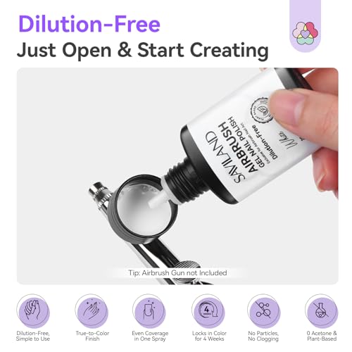 SAVILAND Dilution-Free Airbrush Gel Nail Polish White 2PCS 20ml | Non-Acetone Airbrush for Nails, Hema-Free Airbrush Paint with Fine Mist, for French & Ombre Nail Art Design Salon - color: Z-White Pro