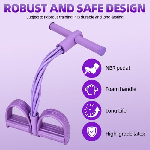 Multifunction 6-Tube Elastic Resistance Band with Foot Pedal, Elastic Pull Rope for Waist, Arm, Leg Stretching