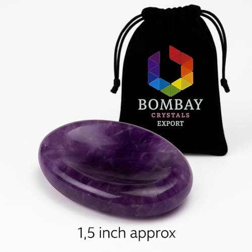 Natural Polished Thumb Palm Crystal for Meditation, Amethyst Worry Stone for Stress Relief, Anxiety Support & Pocket Reiki Healing - color: Amethyst