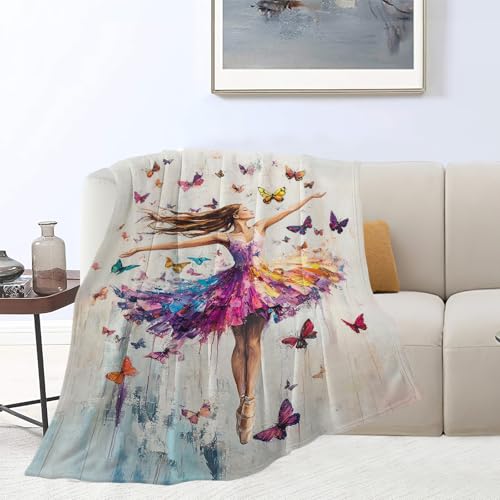 Dance Blanket, Ballet Throw Blanket, Dancer Gifts, Ballerina Blankets, Sloths Stuff Fleece Flannel Plush for Women Teachers Girls Lovers Adults Soft Bedding for Sofa Studio Office Home Decor 40"X50" - color: Ballet, size: 50"x40"