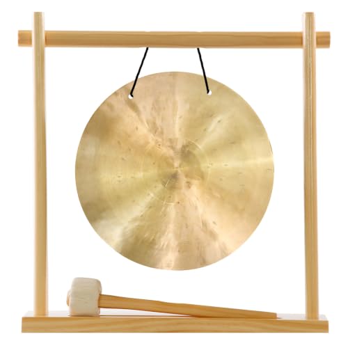 My Little Pagoda Gong with Stand - 8" to 10" Bronze or Wooden Gong, Mallet & Stand - Sound Healing & Meditation - size: 8" Wind
