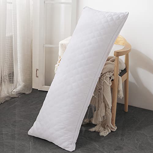 Leeden Adjustable Body Pillow 21 x 54 for Side Sleepers White | Soft polyester padding delivers full-body support for side sleepers, maternity rest, reading and daily relaxation. - color: White-side