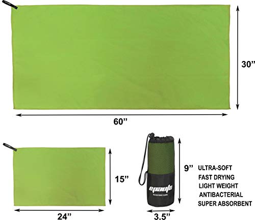 EPAuto 2-Pack Microfiber Quick Dry Travel Towel Set, Green - color: Green