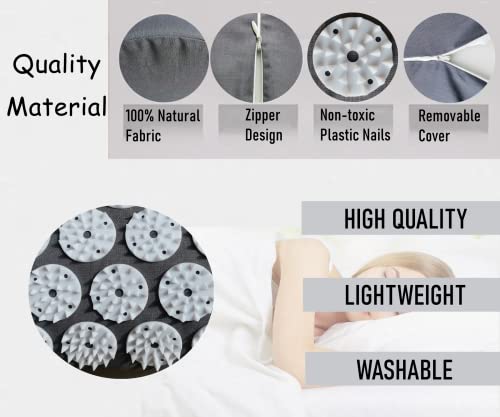 Acupressure Massager Pillow Acupuncture Massage Neck Back Head Pain Relief, Relieves Muscle Stress Relaxation, Grey - color: Grey
