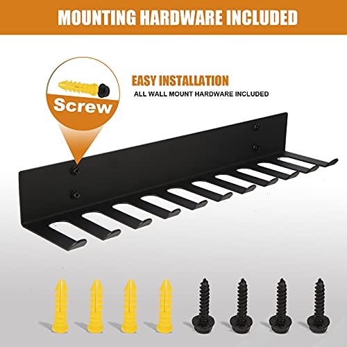 Multi-Purpose Storage Rack Resistance Bands Hook Gym Storage Rack Fitness Bands Rack Heavy Duty Rack 11 Hooks for Resistance Bands, Straps, Jump Ropes, Foam Rollers, Weight Belts, Tools (L-23") - style: L-23"