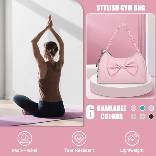 WOLT Gym Bag For Women, Yoga Mat Bag with Shoes Compartment, Wet Pocket and Water Bottle Pocket - color: Pink