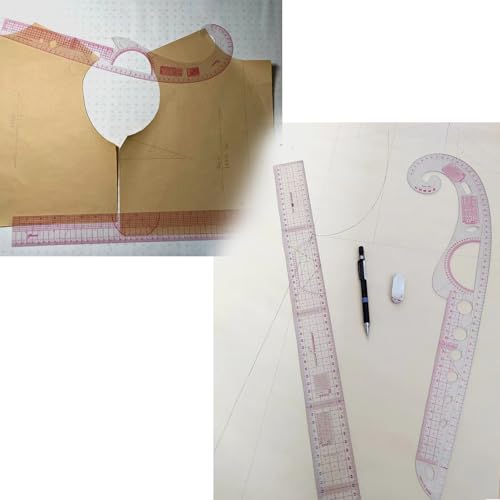 Acrylic Sewing Ruler Set,French Curve Pattern Rulers Kit for Tailors Designers Precision Pattern Making Guides Quilting and DIY Supplies (Ruler Set 4-15Pcs) - color: Pink Ruler Set 4-15Pcs