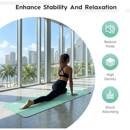 TPE Yoga Mat (72" x 24" x 5mm) - Cruise Color Non-Slip Workout Mat with Alignment Lines for Women & Men - Durable, Eco-Friendly, Latex-Free Exercise Mat for Home, Pilates & Fitness by ENERGI CORE