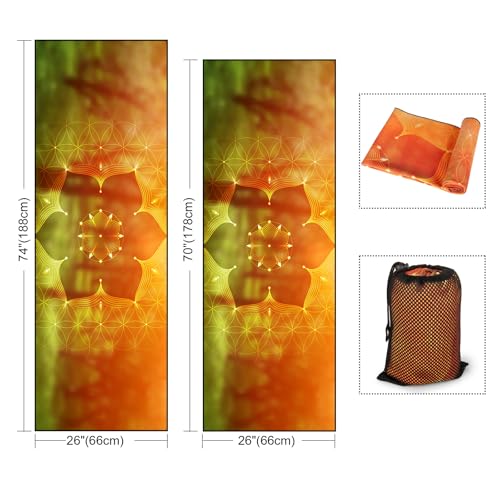 Hot Yoga Towel with Grip Dots, Non Slip, 70"x26, Geometric Flower - color: Geometric Flower, size: 70" x 26"