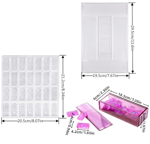 2 Pack Silicone DIY Domino Box Resin Mould Kit | Epoxy Resin Casting Jumbo Mold Clay Mold Storage Box Mold for DIY Pendant Jewelry Crafts Making Tool - size: Dominoes Epoxy Resin Mould