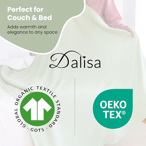 Dalisa Alina GOTS Organic Cotton Throw Blanket, Sage, 50x60 in - color: Sage, size: 50x60