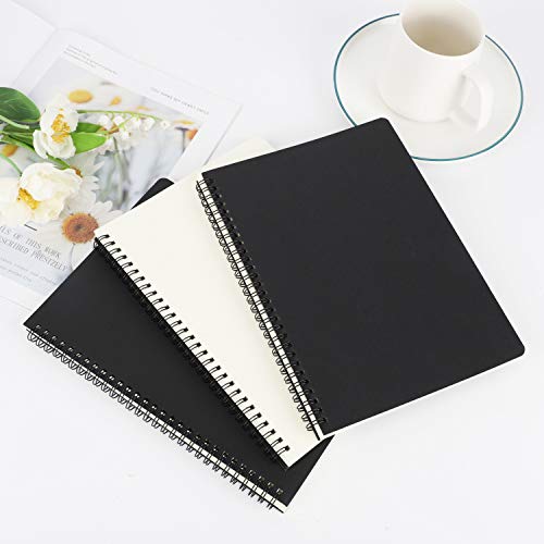 EUSOAR Blank Notebook Journal, B5 3 packs 7.3"x10.2" Black Hardcover Spiral Plain Travel Writing Notebooks, Notepad Sketchbook, Students College Office Business Subject Diary Spiral Book Journal - color: Black, size: B5-3 Packs
