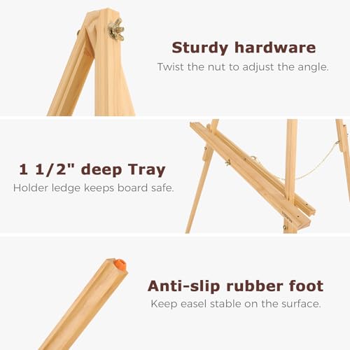 VISWIN 3Pcs 63" Easel Stand for Wedding Signs, Adjustable Wooden Display Easel with Holder, Tripod Floor Easel for Welcome Board, Poster, Picture, Photos, Paintings - Natural - color: Natural, size: 3 PCS