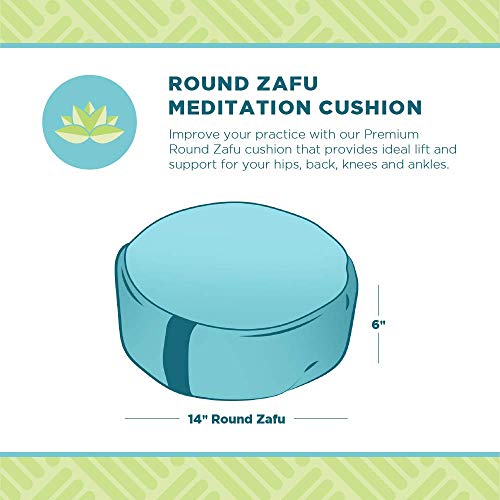 Bean Products Hemp Round Zafu Meditation Cushion, Yoga Pillow - Blueberry | Heavy Weight Washable Hemp Cover - Buckwheat Hull Filled Inner liner - Zen Floor Sitting Cushion - 14" Diameter - color: Hemp Blueberry, size: Round - 14"