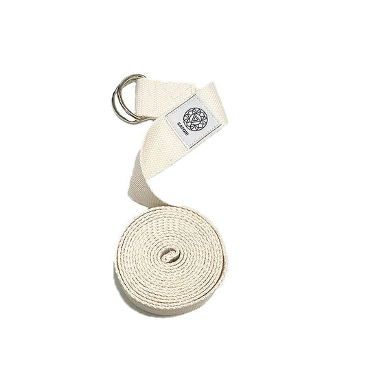 Yoga Strap for Stretching, Exercise, Flexibility Training, Durable Cotton with Double D-Ring, Improves Flexibility for Yoga, Workout, Pilates. - color: Cream
