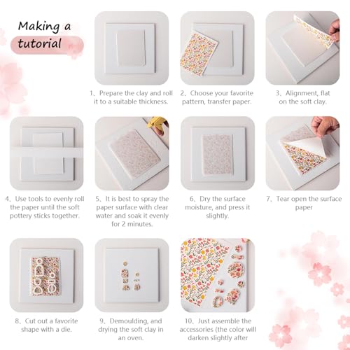 10 Pcs Halloween Transfer Paper for Polymer Clay, Vintage Floral Water Transfer Sheet for Polymer Clay, Water Soluble Clay Stickers for Soft Ceramic Earrings Jewelry Making DIY Projects 5.8X3.9 in - color: Vintage Floral