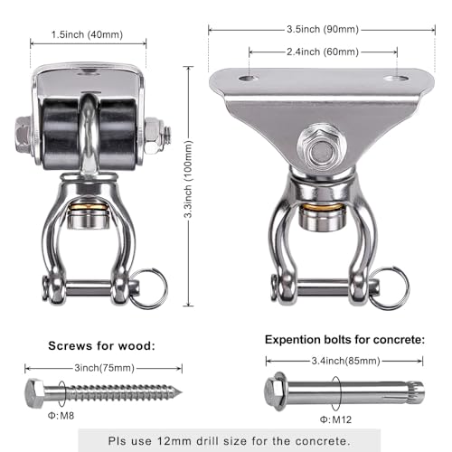 SELEWARE Silent Swing Hanger Heavy Duty Bearing Swing Hooks 2 Pack - color: C: 360° Bearing Swing Hanger ( 2 Pack )