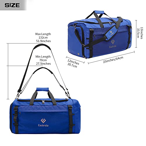 Large Sports Gym Bag, Travel Duffel bag with Wet Pocket & Shoes Compartment for men women, 65L, Lightweight - color: Blue, size: 65L