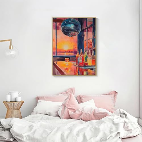 Cocktail Diamond Art Kits for Adults Diamond Painting Kit for Beginner | Vintage Cute 5D DIY Diamond Dots Full Drill Crafts for Gem Art Dot Art for Adults Home Wall Decor for Teens 12x16 in - color: DP03747