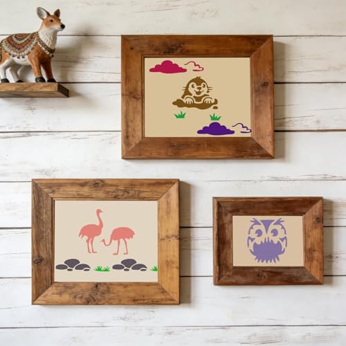 72 Pcs Animals Stencils for Painting Set, Reusable Tiger Dino Lion Deer Cute Painting Templates - Stencil Crafts Drawing Templates for DIY Scrapbook, Home Wall Murals, Canvas Wood Signs - style: Animals