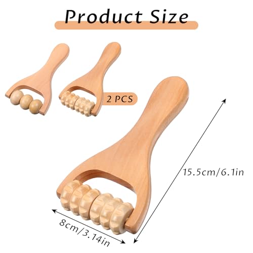 Telooco 2Pcs Wooden Massage Roller, Handheld Wood Massage Tools