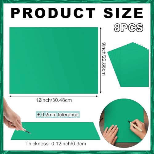 Yeaqee 8 Pcs 9 x 12 Inch Linoleum Blocks for Printmaking, Green | Rubber Linocut Plates for Printmaking, Large Sheets for Engraving and Carving Art Projects, Relief Print Studio Supplies - color: Green, size: 9 x 12 Inch