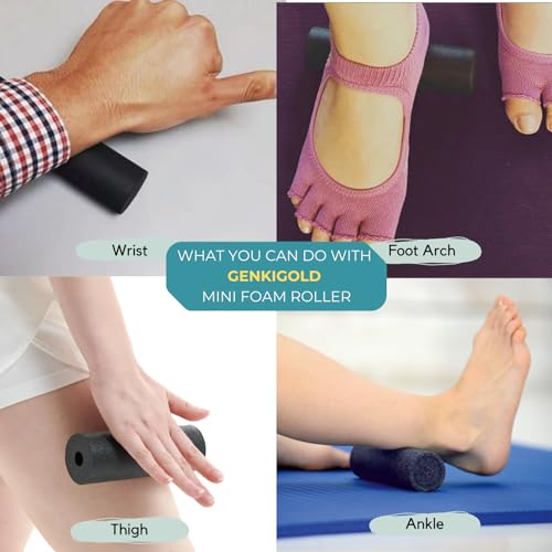Mini Massage Foam Roller High Density - 100% Recycled Non-Toxic Material - Portable Pocket-Sized for Travel - Foot Arch,Legs & Arms Pain Target - Waterproof and Durable 15x6cm(Red) - color: Red