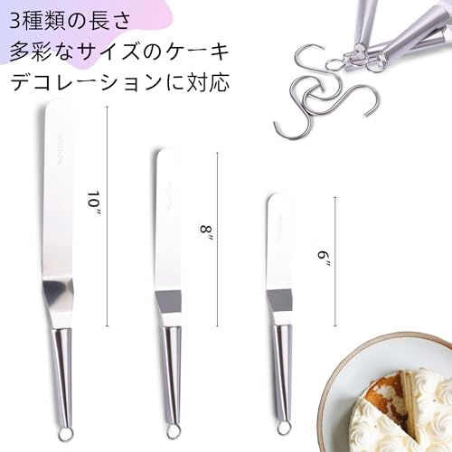 Offset Spatulas Cake Icing Knife 6 8 10 Inch with 3 Metal Hook Angled Cake Frosting Decorating Spatula Set of 3 - size: Stainless steel icing spatula 6, 8, 10 inch