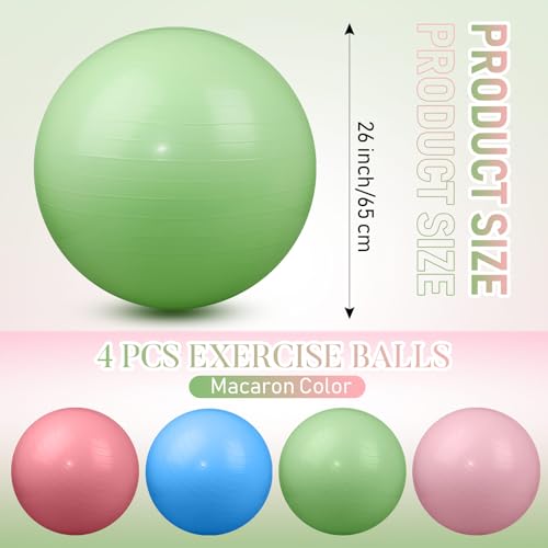 Leyndo 4 Pcs 26 Inch Yoga Exercise Ball Pilates - color: Macaron Color