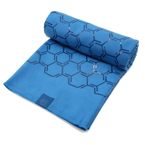 Eunzel Double Sided Silicone Yoga Mat Towel, 72" x 26.5" | Double-Sided Silicone Grip, Non Slip Surface, Absorbent Microfiber, Hot Yoga & Vinyasa - color: Navy