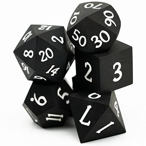 Ebony Wood DND Dice Set Wooden Polyhedral Dice Set for Tabletop Game - color: Ebony Wood