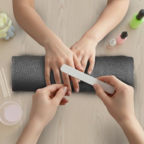 Salon Towels – 50 Pack Grey Hand Towels 100% Cotton Spa Towels – 16x27 inches Highly Absorbable Facial Towels Gym Towels Hair Towels and Face Towels Bulk Small Towels (Not Bleach Proof) - color: Grey, size: HAND TOWEL PACK OF 50 16X27